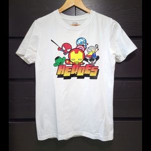 Marvel Heroes White Short Sleeve T-Shirt Avengers Tee, Taiwan